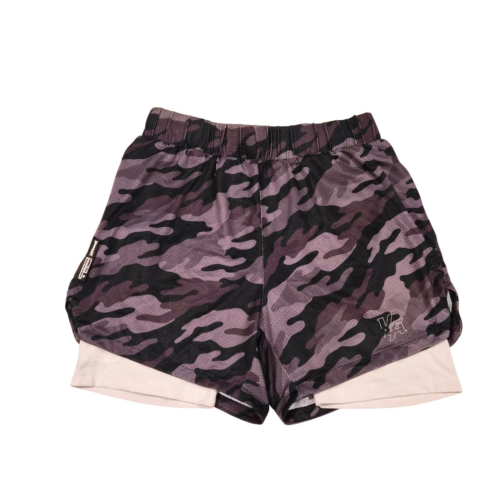 YoungLA Mens Camo 2-in-1 Mesh Athletic Shorts Zipper Pocket Size Small